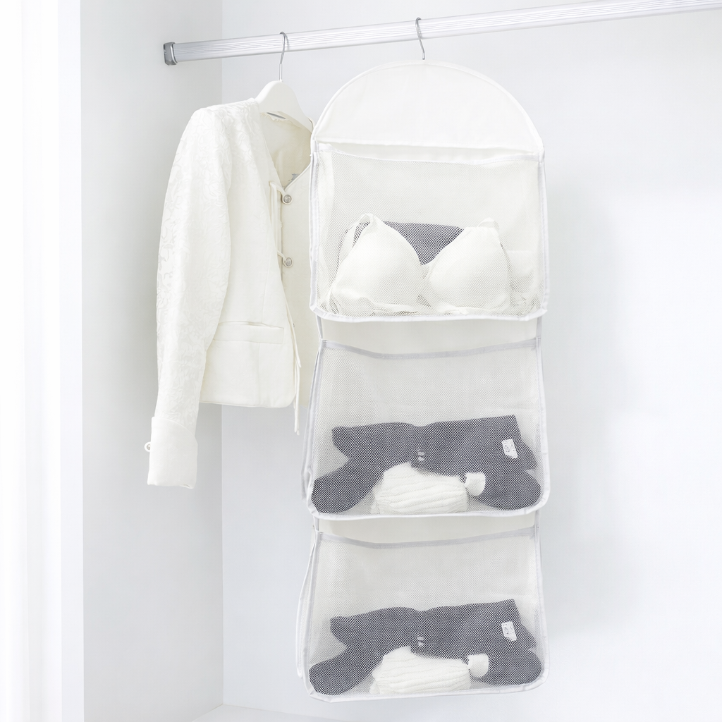 Clothing and sock storage hanging bag