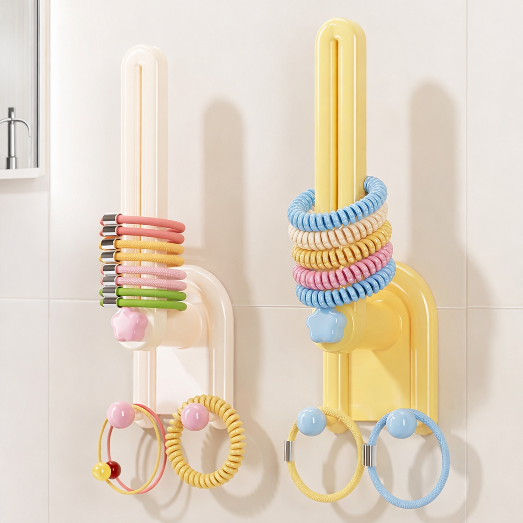 Nail-free wall-mounted hair accessory storage rack