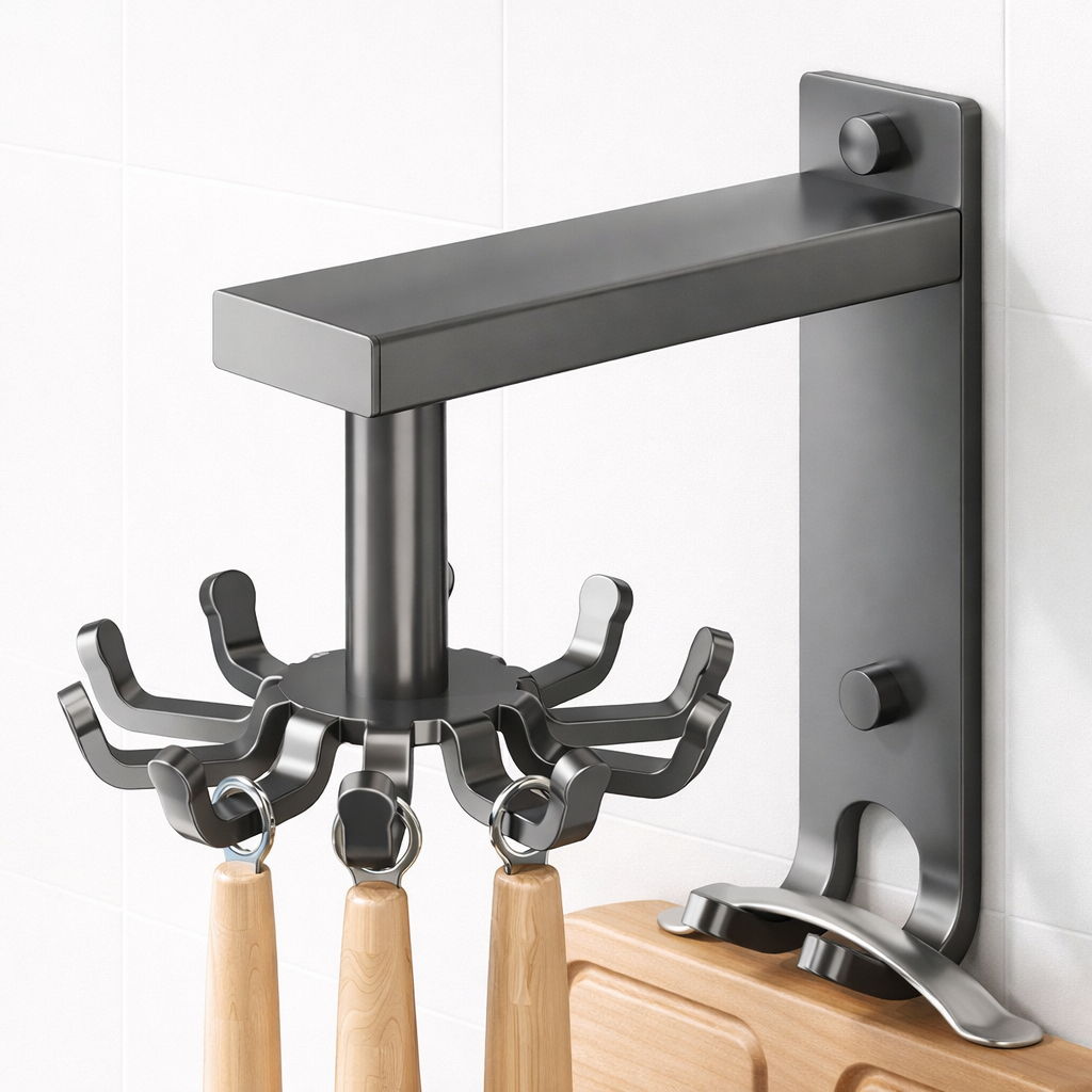 Kitchen spatula rack without holes